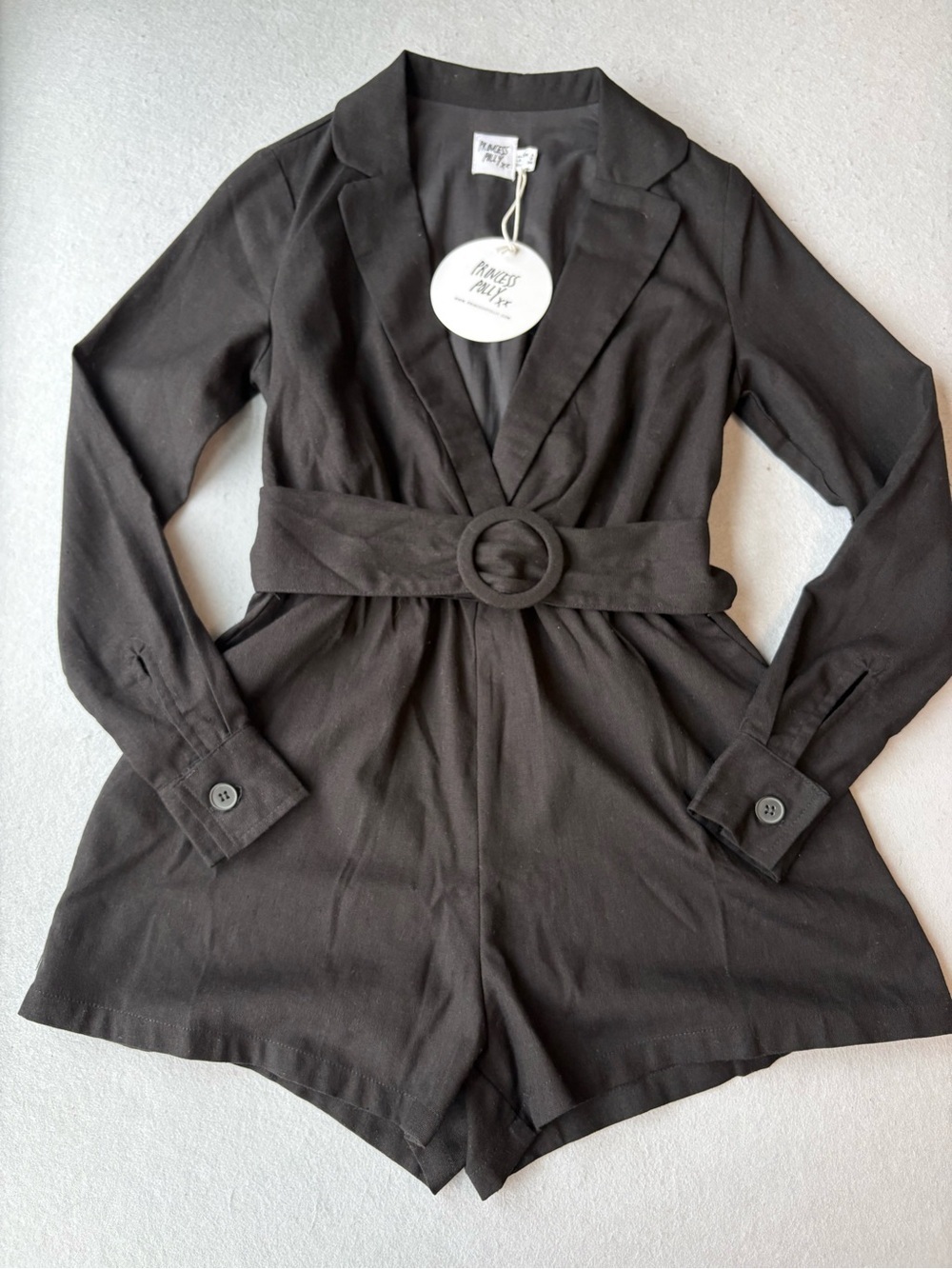 Princess Polly Turin Long Sleeve Mini Playsuit Romper Black Sz 2 NWT